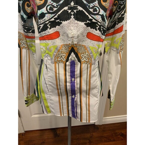ETRO Multicolor Striped Paisley Button-Up Shirt, Size 10 (US) 44 (IT) - Picture 3 of 7